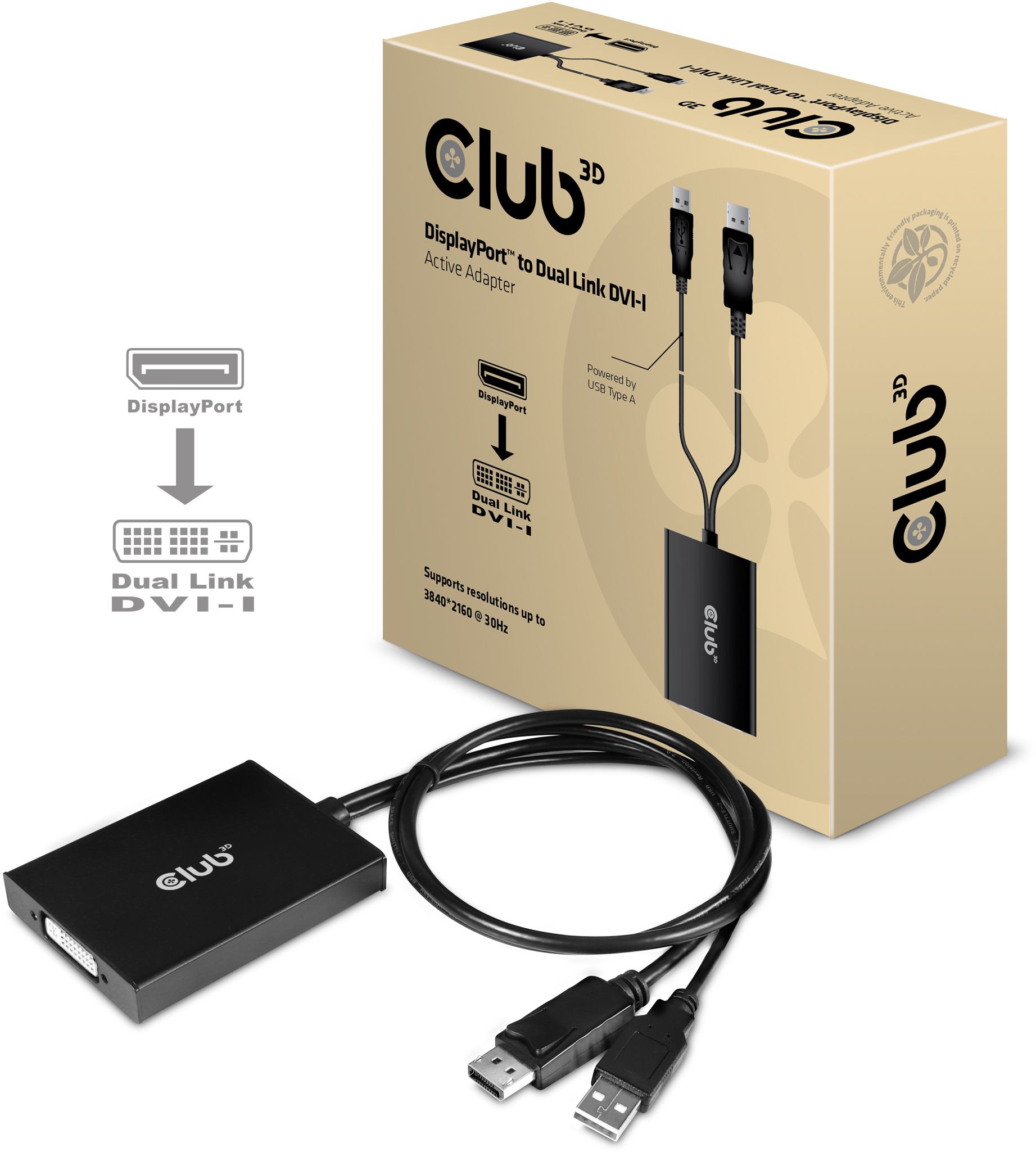 CLUB 3D Display Port to Dual Link DVI-I adapter